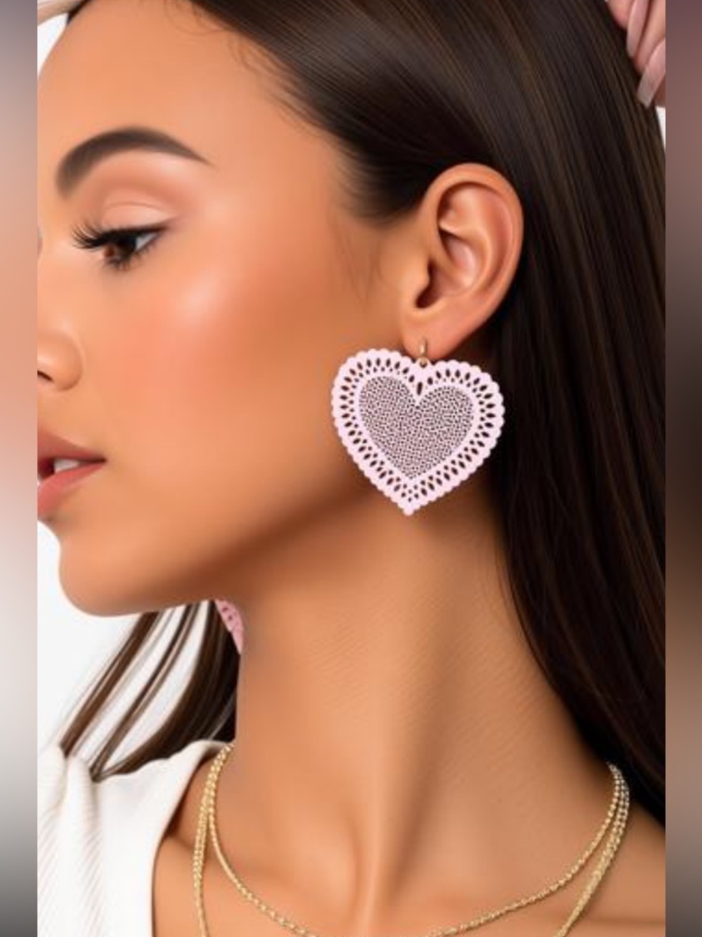 Plunder Pink Heart Cutout Earrings